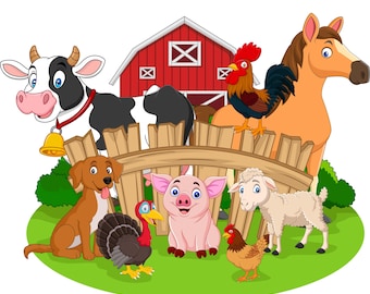 Farm Animals PNG Bundle Cute Barnyard Clipart  Cow, Pig, Horse & Chicken Designs  Sublimation  Cricut Digital Download