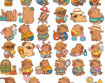 Adorable Capybara PNG Bundle | Kawaii Animal Clipart | Cute Printable Designs | Digital Download for Cricut & Silhouette