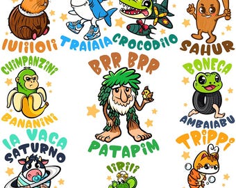 Italian Brainrot Meme PNG Bundle | Funny Meme Characters Clipart | Digital Download