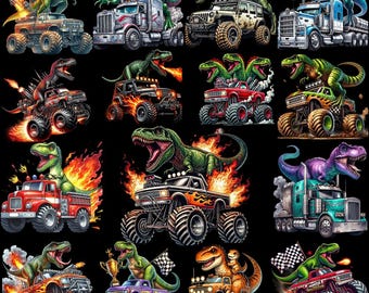 T-Rex Dinosaur Clipart Bundle: Jurassic Birthday Graphics (PNG & JPG Digital Download