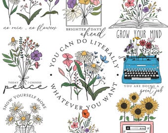 Vintage Floral PNG Bundle: Retro Boho Clipart (Digital Download)