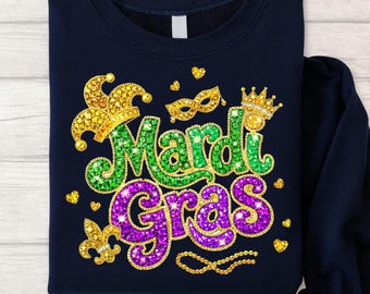 Rhinestone Mardi Gras PNG | Sparkle Louisiana Fleur De Lis | Festive Carnival Sublimation Designs | Digital Download
