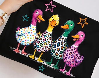 Preppy Ducks PNG, Colorful Mallard Ducks, Funny Duck Sublimation Design, Leopard Print Duck Graphic, Summer Shirt PNG, Cute Digital Download