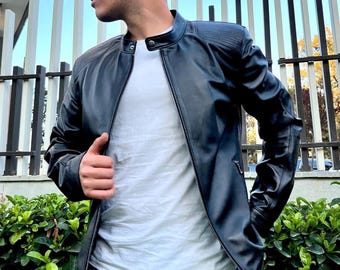 Vintage Sally & John Soft Black Leather Motorcycle Zip up Leather