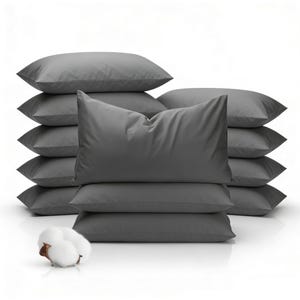 500 Thread Count 100%Cotton Envelope Closure –Gray Queen Pillowcase Set