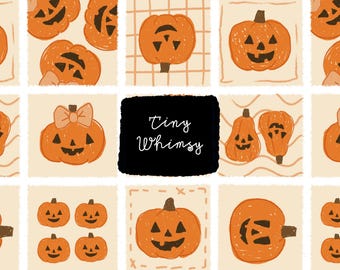 Kürbis Patchwork Muster: Herbst Crafts Digital Papier (PNG, JPEG)