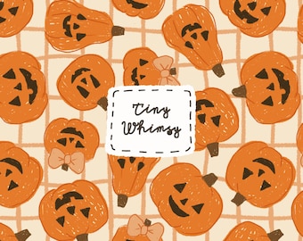 Kürbis Karo Muster: Handgezeichnetes Halloween Papier (PNG, JPEG)