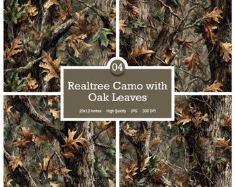 Realtree Oak Leaf Camouflage Pattern | Woodland Hunting Camo JPG | 20x12 Inches | CMYK