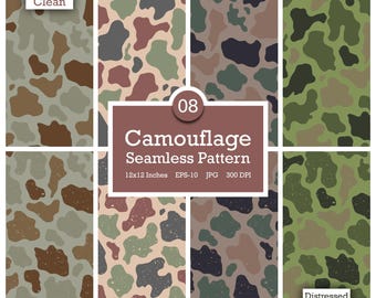 Old School Camo Pattern Bundle | Clean & Distressed Styles | Duck Blind Camo | EPS-10 + JPG