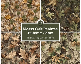 Mossy Oak Realtree Hunting Camo – 4 Seamless Patterns – 12×12 Inches JPG – CMYK
