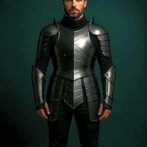 Handmade Black Steel Knight Armor Set | Medieval LARP & Cosplay Battle Suit
