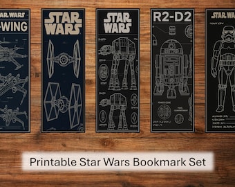 Star Wars Bookmarks Set | Sci-Fi Bookmarks for Readers & Fans | Galactic Reading Accessories | Digital Download | 5 Printable Bookmark