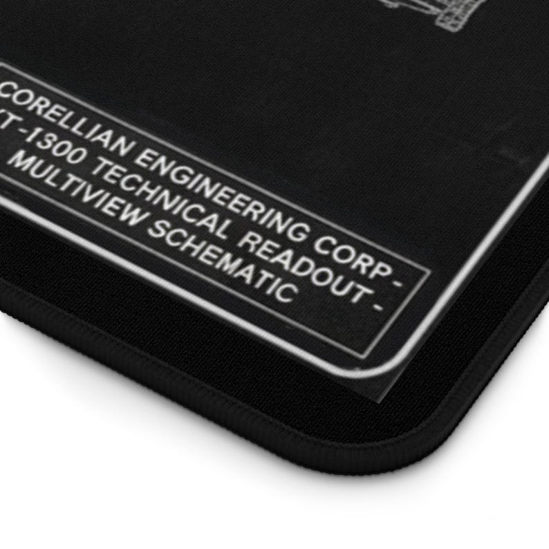 Blueprint Table Mat Millenium Falcon Blueprint Desk Mat | Star Wars Tech Schematic Mousepad ...