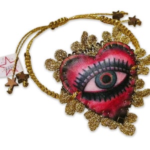 B612 * sacred heart * eye * embroidered * knotted * bracelet