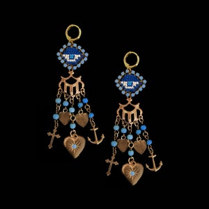 B612 * ΨΥΧΗ GR *  hand embroidered eye earrings faith love hope