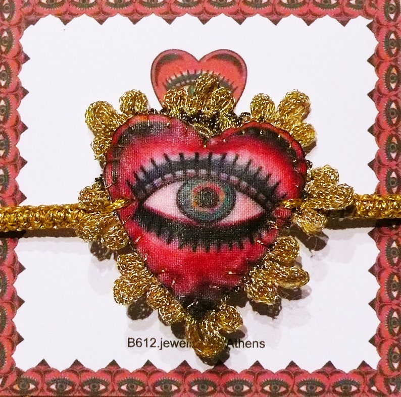 B612 sacred heart eye embroidered knotted bracelet image 2