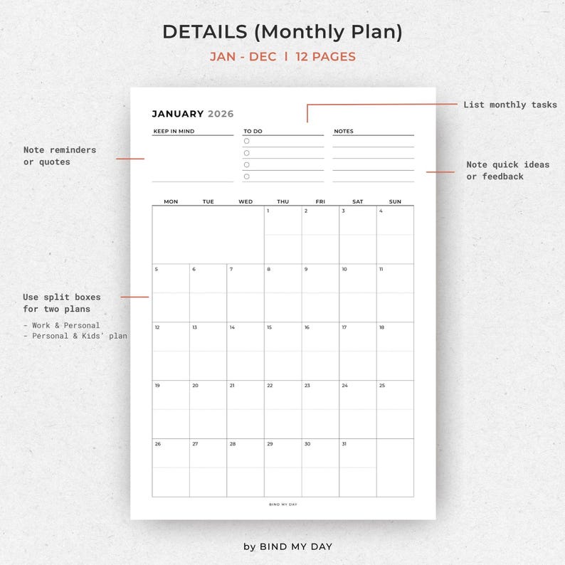 2026 Planner Bundle Printable | Minimalist Daily Weekly Monthly PDF ...