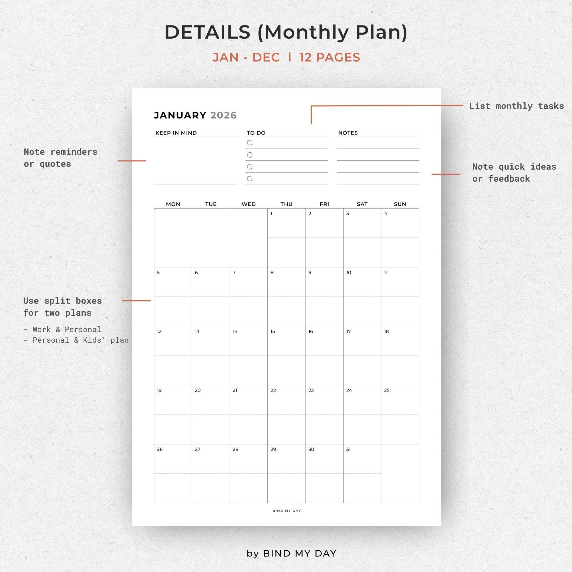 2026 Planner Bundle Printable | Minimalist Daily Weekly Monthly PDF ...