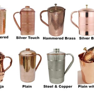 100% Pure Copper Water Jug Pitcher Pot 1500ml For Drinking Water Health Benefits