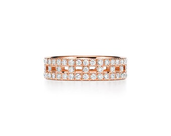 True Wide Ring 18K/14K/10K Solid Gold Round Brilliant Cut Diamond Engagement Band Pavé Diamonds Stackable Band LabGrown Diamond Wadding Band