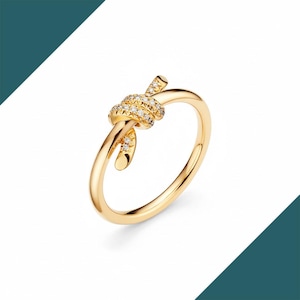 Beyoncé Knot Ring Round Brilliant Earth Mined Diamonds Knot Ring 10K/14K/18K Solid Gold Ring bow Ring pave diamonds wedding Band Ring Gift