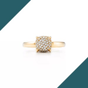 Sugar Stacks-ring Rund briljant diamantring med pavédiamanter Vigselring i 18K/14K/10K massivt guld