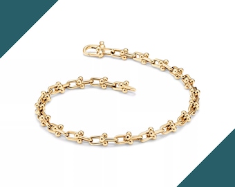 本物の TIFFANY&Co T ナロー チェーン ブレスレット (18 カラット