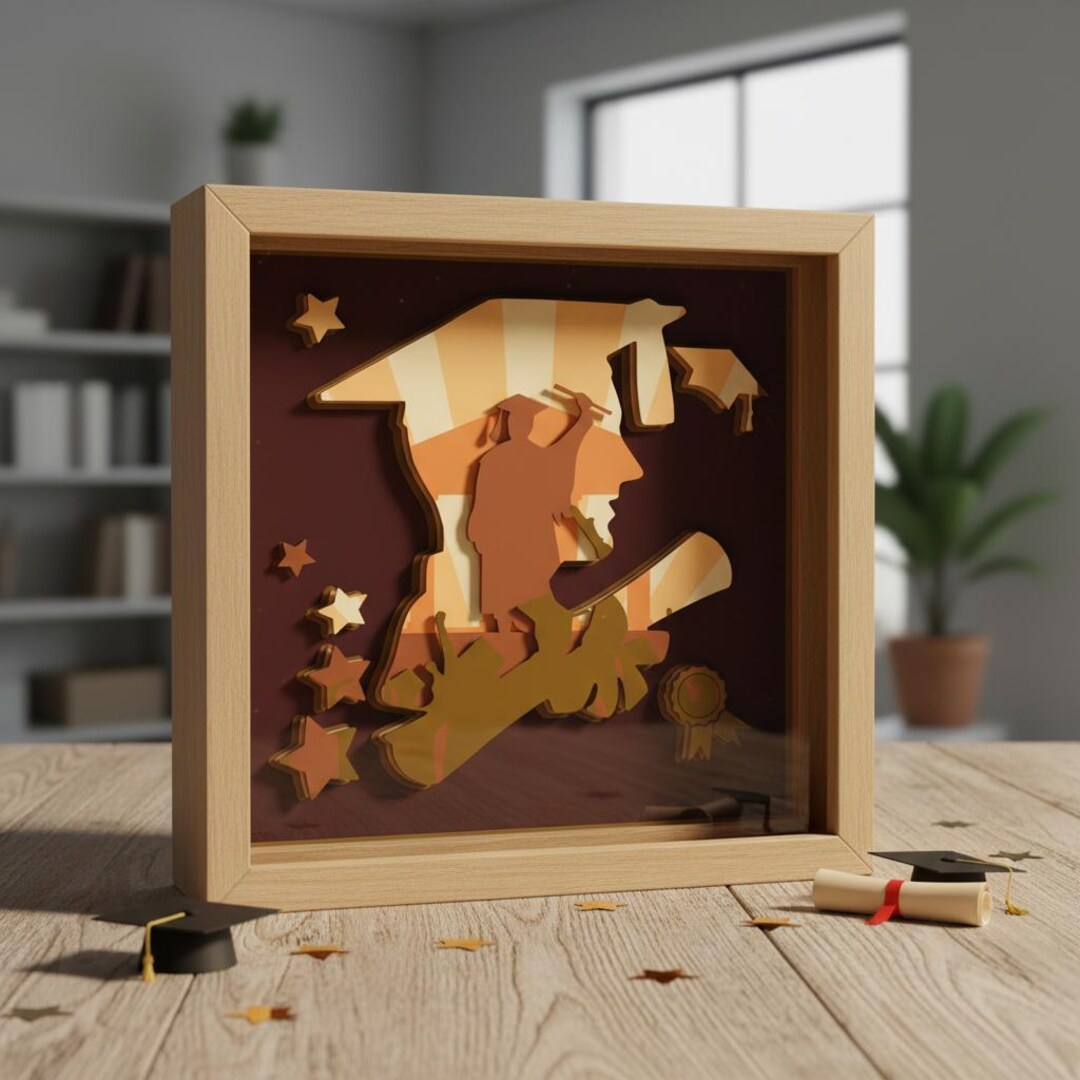Graduation Shadow Box SVG Bundle | Boy Girl Graduate 3D Layered File ...
