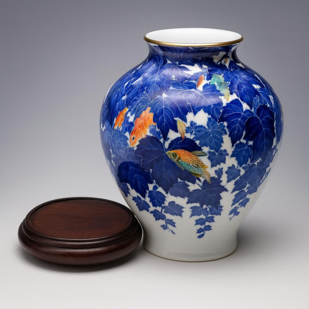 香蘭社オリジナル花瓶｜オリジナルパッケージ入り日本製有田焼｜青・白