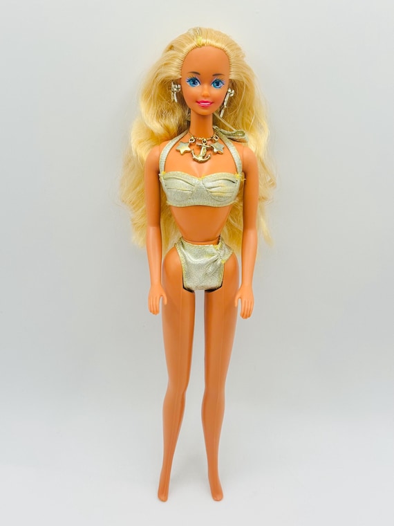 Vintage 1991 Mattel Sun Sensation Barbie Doll Gold Bikini Jewelry