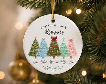 Personalized Roommate Ornament: Choose a Tree, Custom Names and Date