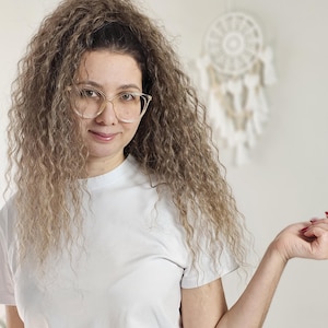 Coda di cavallo, coda di cavallo con clip, onde castane pettinate, spazzolate, ricce, ondulate, castano chiaro, mocassini Mocca, senza nodi, fermaglio per capelli