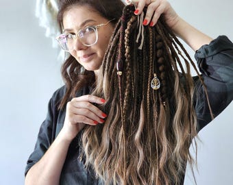 28 ideas para rastas de DE Set de rastas parciales rizadas, extensiones de cabello con rastas, rastas falsas, rastas de ganchillo, rastas temporales hechas a mano