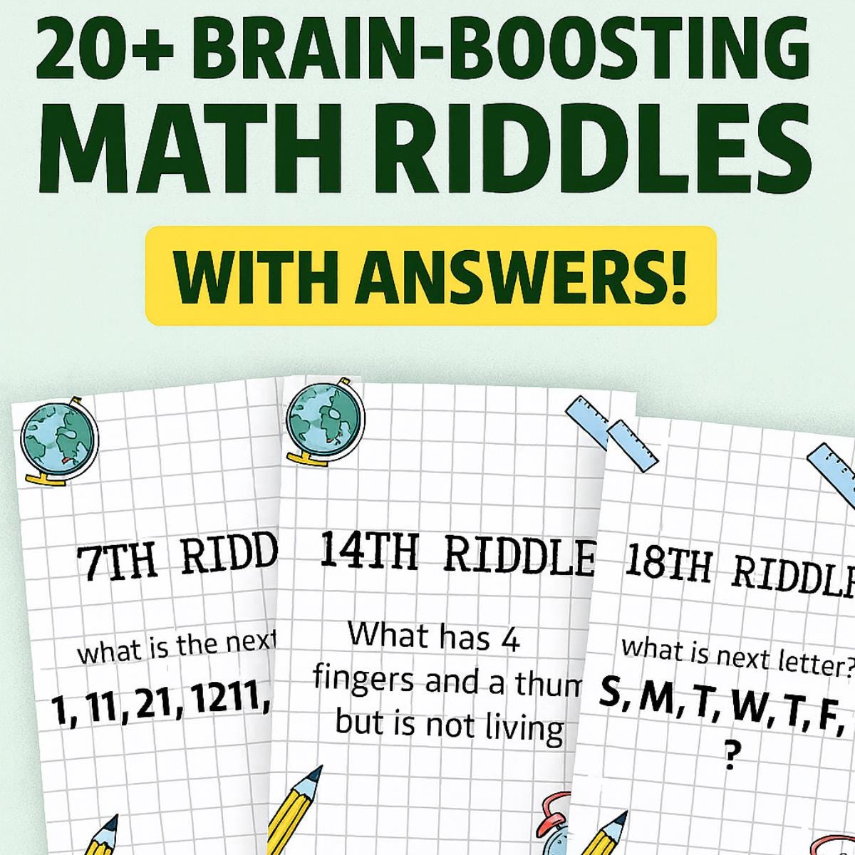 Math Games Bundle – 20 Riddles With Answers + Multiplication Bingo ...