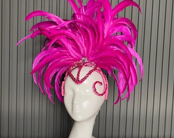 Wianek z róż, fascynator z piór, biała tiara, korona ślubna, korona z piór, biały łabędź, korona baletowa, korona królewska, ozdoba na głowę z piór