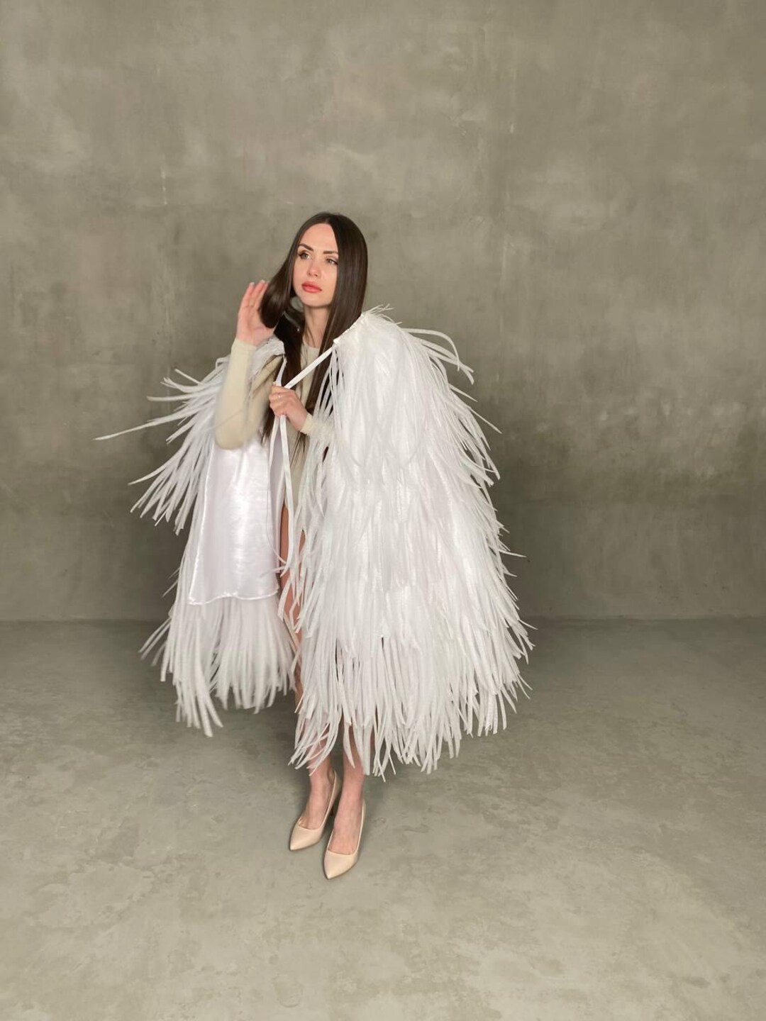 Angel's Cloak,big White Angel Wings, Fostrich Feathe, Frayy Wings