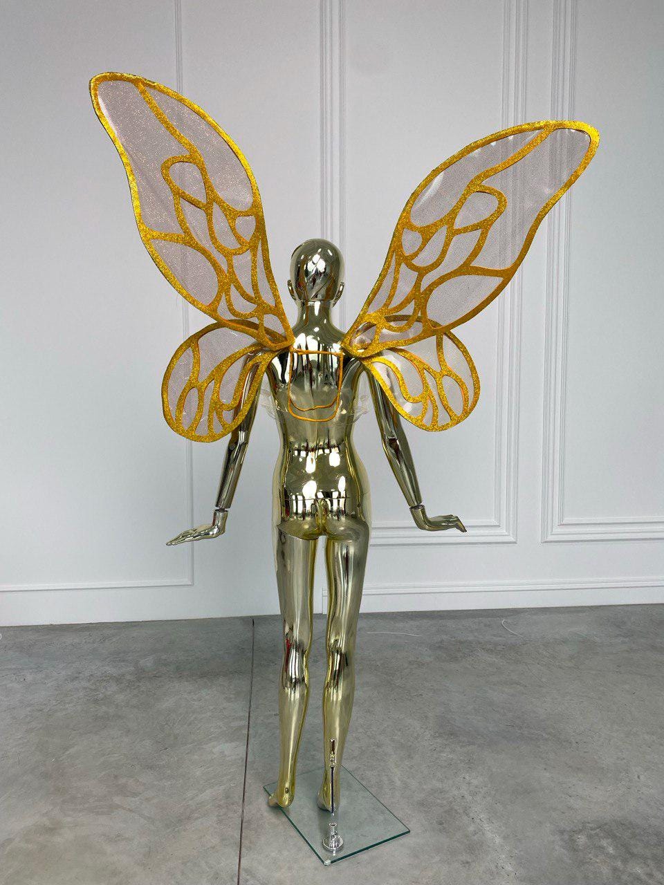 Rainbow iridescent mirror fluorescent yellow pink orange butterfly elf fairy wings fantasyHalloween magical fairy clear wings Woodland Wings
