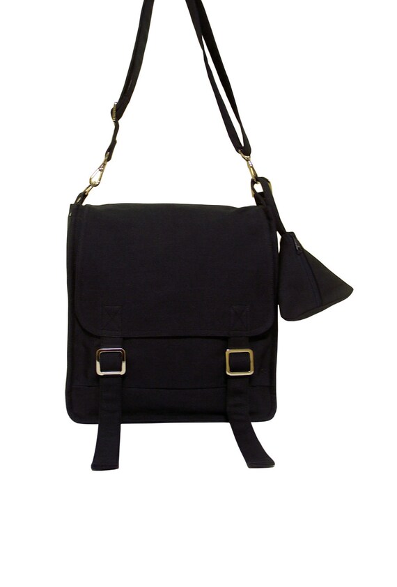 Items similar to Canvas messenger bag / 14 oz. navy blue canvas