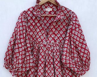 red booty maxi dress - v neckline dress - 3/4th sleeve with button bohemian dress