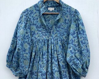 teal summer long maxi dress - v neckline dress - 3/4th sleeve with button Indian dress