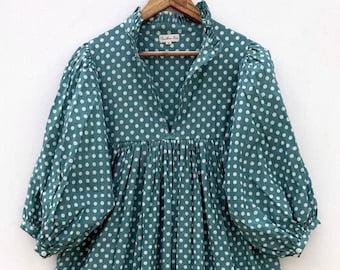 summer women maxi dress / v neckline / 3/4th sleeve with button dress