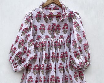 floral boota printed maxi dress - v neckline summer dress - 3/4th sleeve with button long maxi dress