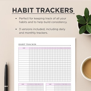 Minimalist Habit Trackers - Daily, Weekly, Monthly Trackers