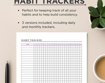 Minimalist Habit Trackers - Daily, Weekly, Monthly Trackers