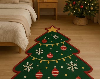 Kerstboomvormig vloerkleed – feestelijk decor voor de feestdagen