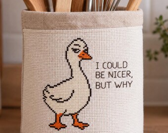 Patrón de punto de cruz de ganso sarcástico, diseño de bordado "Podría ser más amable, pero ¿por qué?", ​​descarga digital de pájaro sarcástico