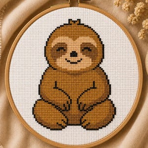 ナマケモノのクロスステッチパターン - 初心者向けナマケモノ刺繍デザインパターン、ナマケモノのニードルワークチャート - 即時ダウンロード