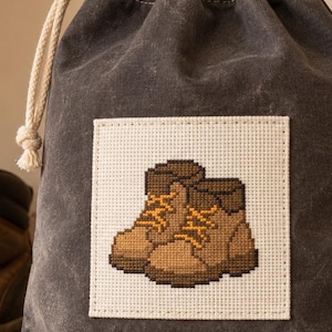 Hiking Boots Cross Stitch Pattern, Outdoor Adventure PDF, Hiker Gift, Pattern Keeper