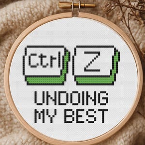 Undoing My Best Keyboard Cross Stitch Pattern, Computer Keyboard PDF, Programmer Gift, Coder Gift, Software Developer Gift, Pattern Keeper