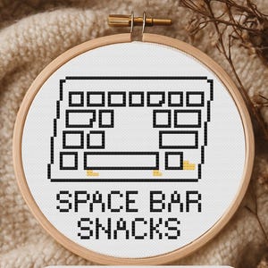 Space Bar Snacks Cross Stitch Pattern, Computer Keyboard PDF, Programmer Gift, Coder Gift, Software Developer Gift, Pattern Keeper
